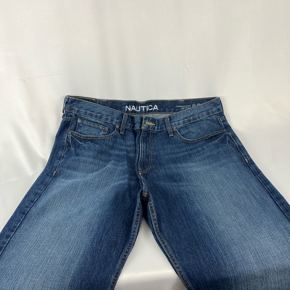 Men’s Nautica Relaxed Fit Stretch Denim Medium Blue Wash 38” x 32” RN# 67835 - Picture 7 of 15